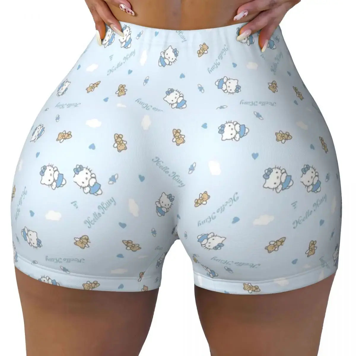 Hello Kitty Anime Cartoon Volleyball Biker Workout Shorts for Women Athletic Gym Yoga Shorts Browsglamour