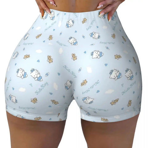 Hello Kitty Anime Cartoon Volleyball Biker Workout Shorts for Women Athletic Gym Yoga Shorts Browsglamour