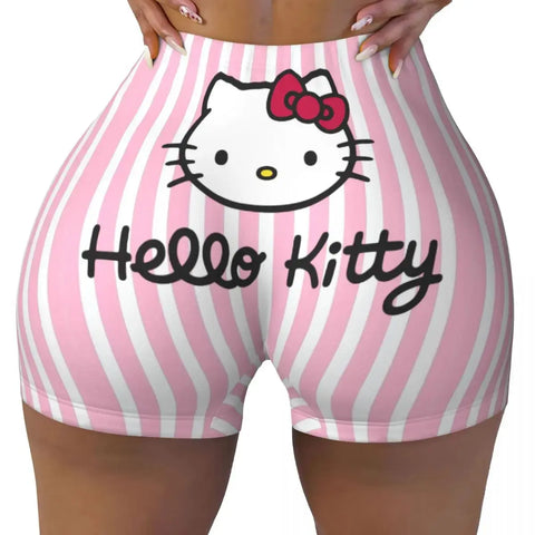 Hello Kitty Anime Cartoon Volleyball Biker Workout Shorts for Women Athletic Gym Yoga Shorts - Browsglamour