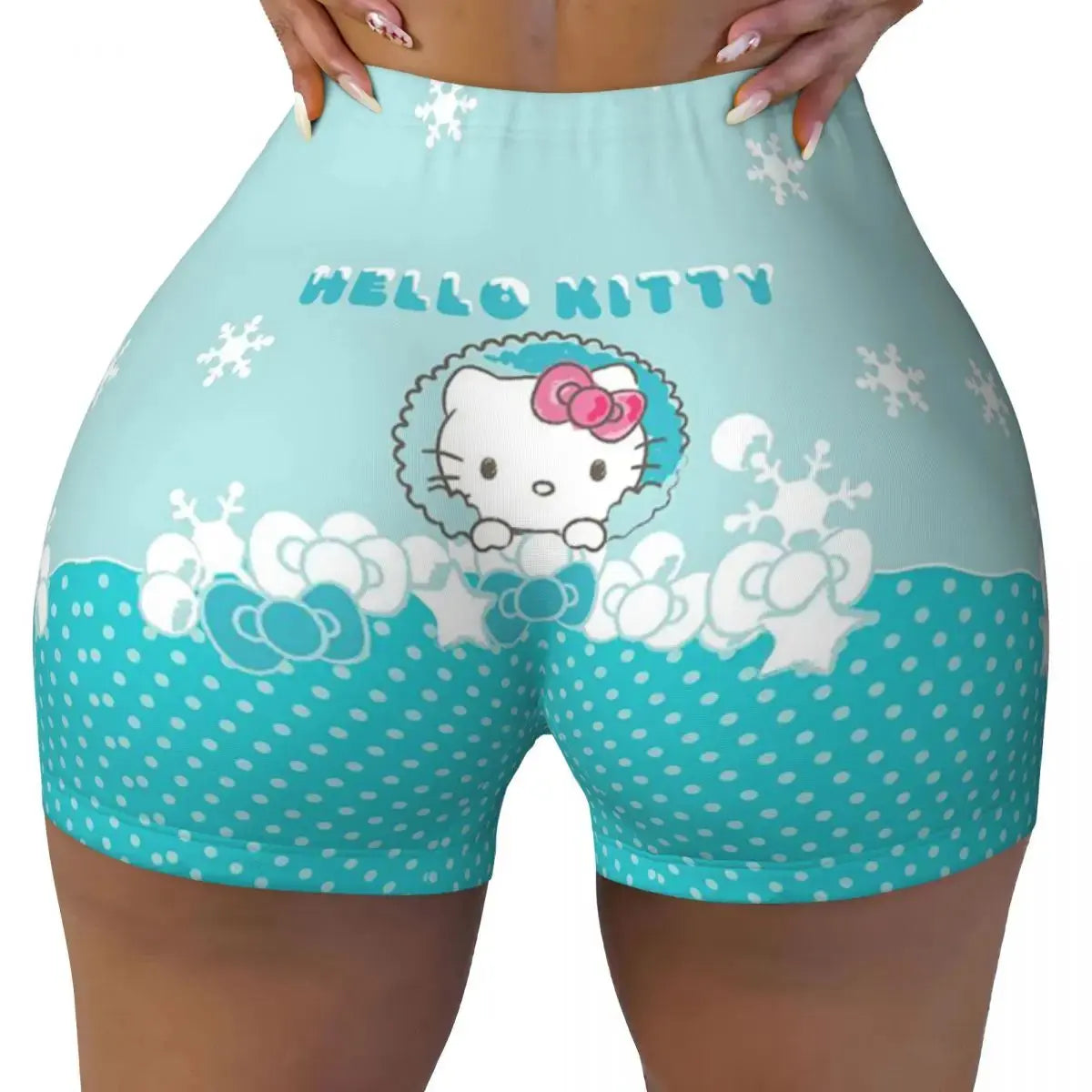 Hello Kitty Anime Cartoon Volleyball Biker Workout Shorts for Women Athletic Gym Yoga Shorts - Browsglamour