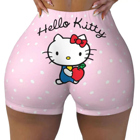 Hello Kitty Anime Cartoon Volleyball Biker Workout Shorts for Women Athletic Gym Yoga Shorts - Browsglamour