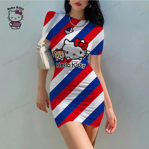 Hello Kitty Elegant Tight Slim Mini Dress - Browsglamour