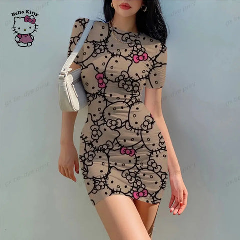 Hello Kitty Elegant Tight Slim Mini Dress - Browsglamour