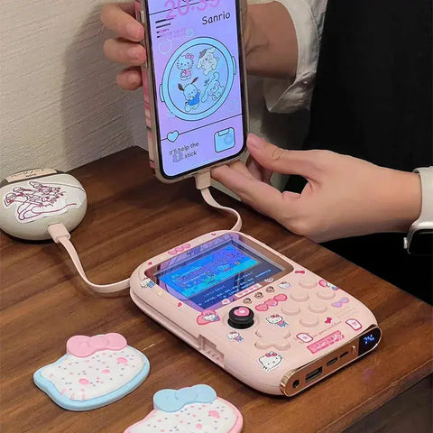 Hello Kitty Mini Game Power Bank Portable Retro Handheld Game Console 6000mah Capacity 3.2 Inch Soft Light Color Screen 10000+ Games - Browsglamour