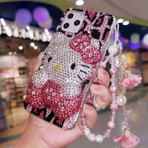 Hello Kitty Protective Rhinestone Case for iPhone 15 14 13 Pro Max iPhone Xs - Browsglamour