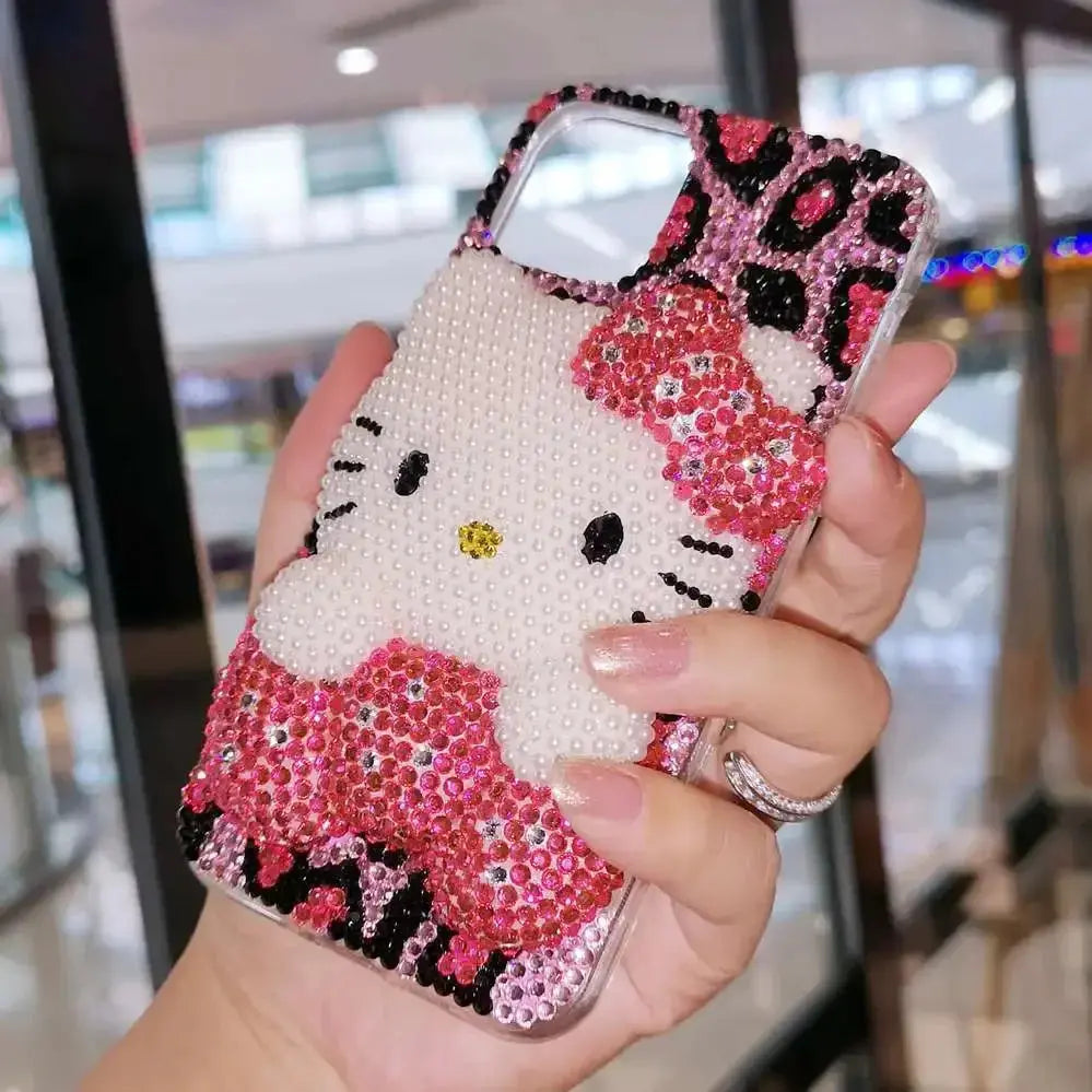 Hello Kitty Protective Rhinestone Case for iPhone 15 14 13 Pro Max iPhone Xs - Browsglamour