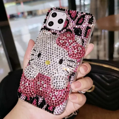 Hello Kitty Protective Rhinestone Case for iPhone 15 14 13 Pro Max iPhone Xs - Browsglamour