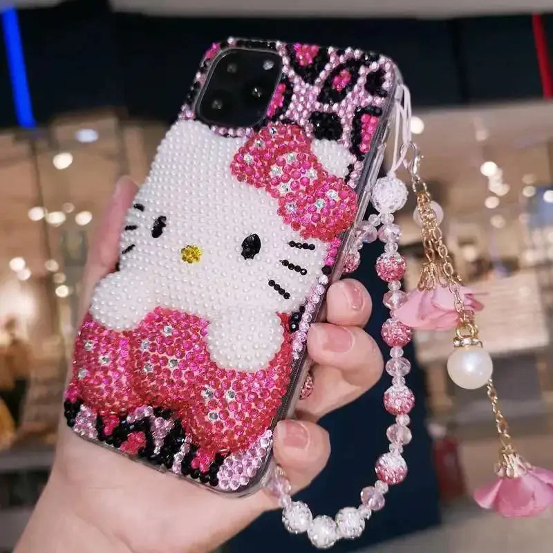 Hello Kitty Protective Rhinestone Case for iPhone 15 14 13 Pro Max iPhone Xs - Browsglamour