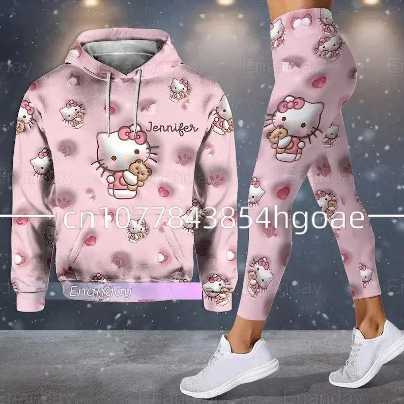 Hello Kitty and other Character 3D Hoodie Women's Hoodie and Leggings Yoga Suits - Browsglamour