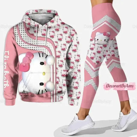 Hello Kitty and other Character 3D Hoodie Women's Hoodie and Leggings Yoga Suits - Browsglamour