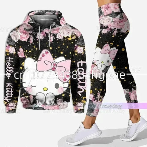 Hello Kitty and other Character 3D Hoodie Women's Hoodie and Leggings Yoga Suits - Browsglamour