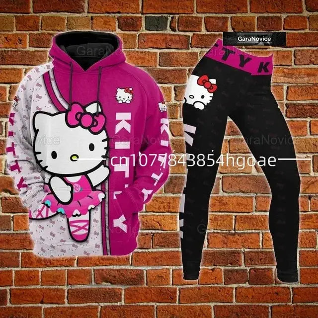 Hello Kitty and other Character 3D Hoodie Women's Hoodie and Leggings Yoga Suits - Browsglamour