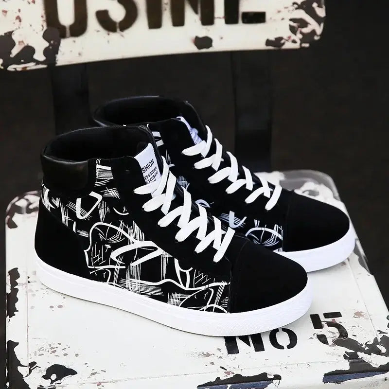 Illusioned High Top Canvas Shoes for Men - Browsglamour