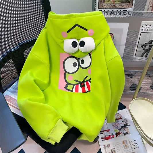 Keroppi Hooded Pullover Sweatshirt - Browsglamour