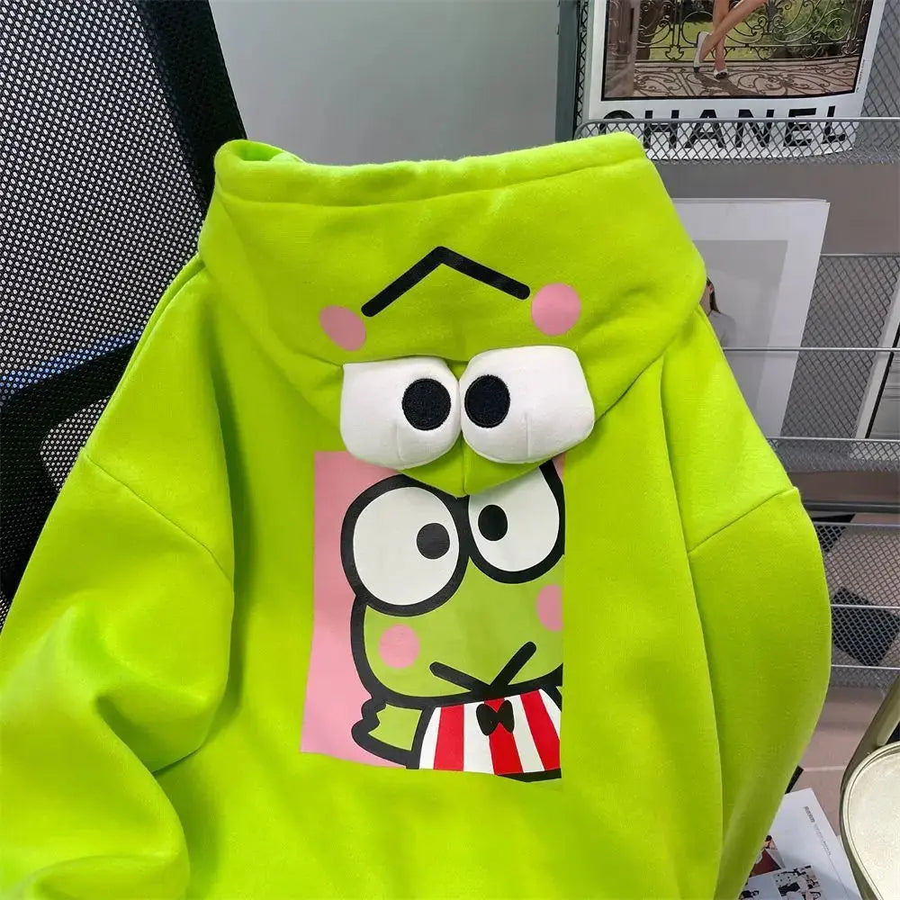 Keroppi Hooded Pullover Sweatshirt - Browsglamour