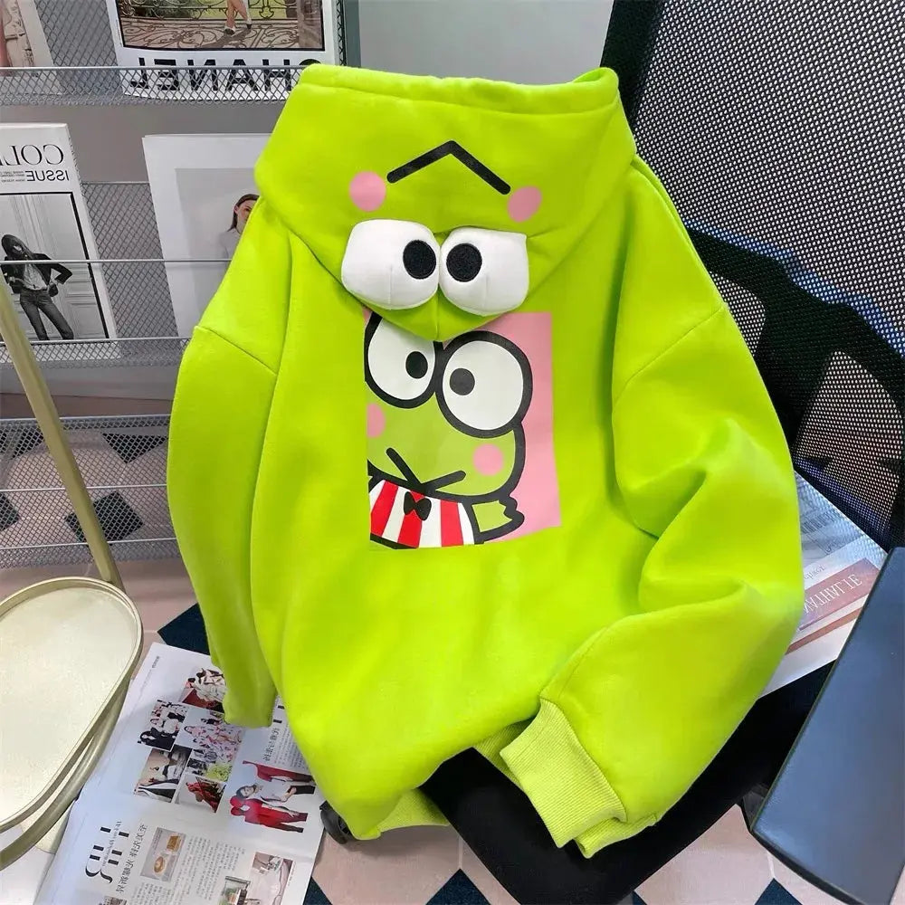 Keroppi Hooded Pullover Sweatshirt - Browsglamour