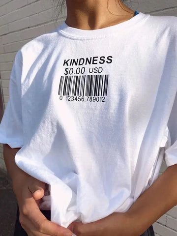 Kindness Bar Code Oversized Tees for Women - Browsglamour