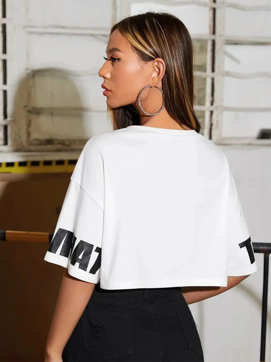 Letter Printed Crop Top - Browsglamour