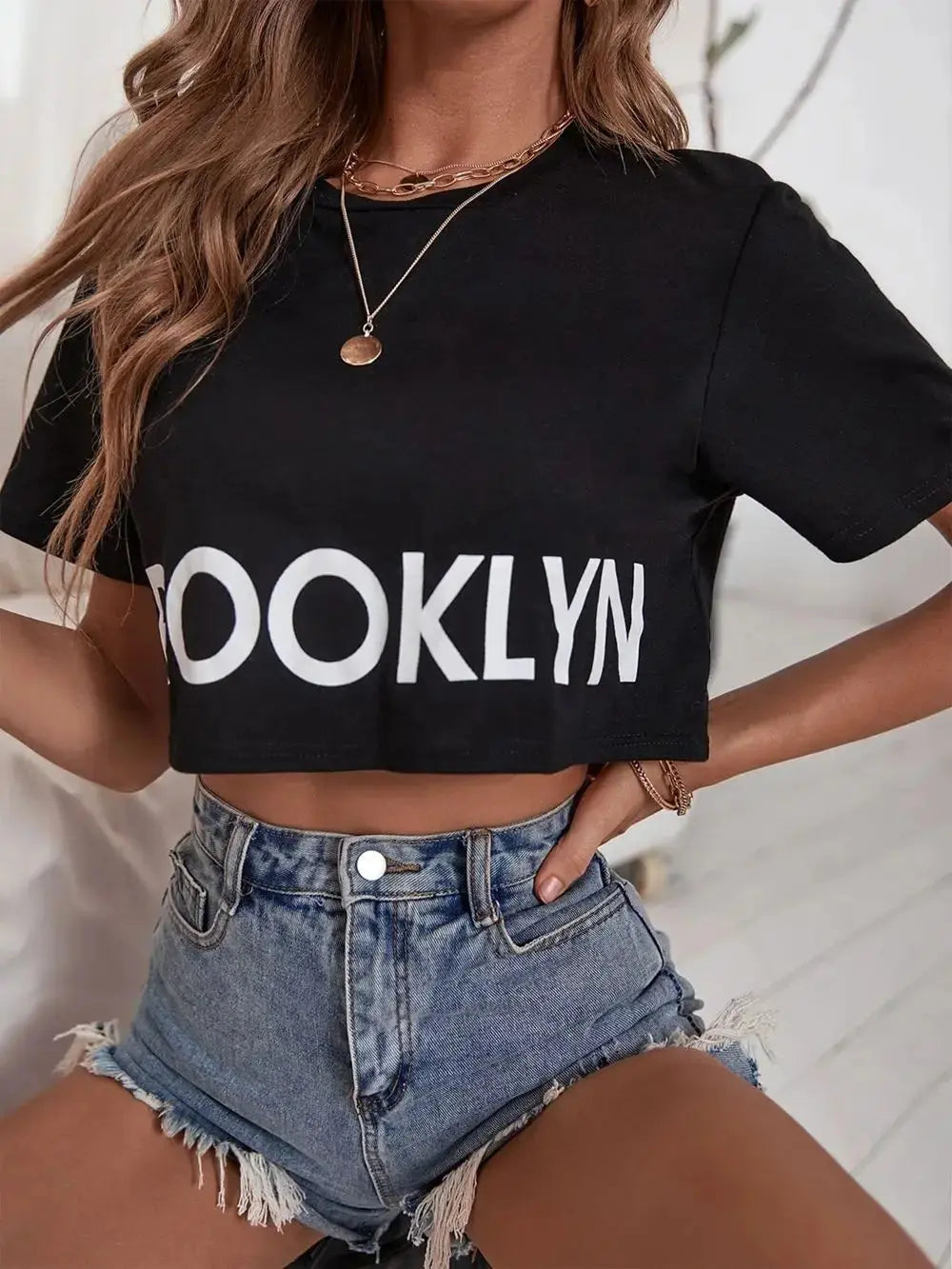 Letter Printed Crop Top - Browsglamour