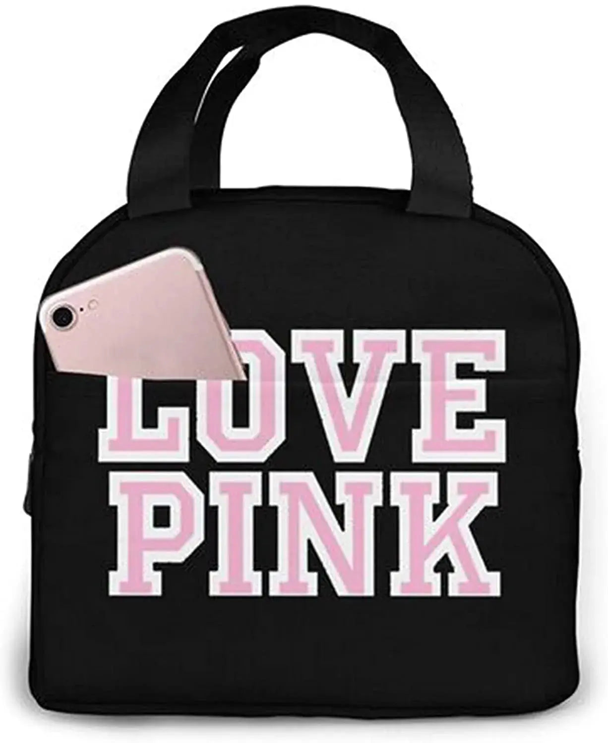 Love Pink Portable Insulated Waterproof Lunch Tote - Browsglamour