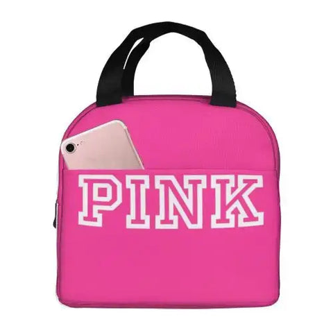 Love Pink Portable Insulated Waterproof Lunch Tote - Browsglamour