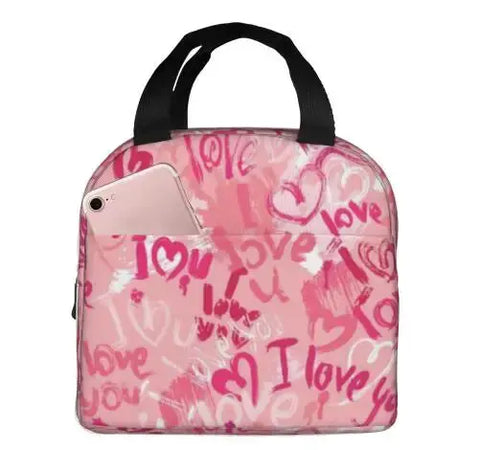 Love Pink Portable Insulated Waterproof Lunch Tote - Browsglamour