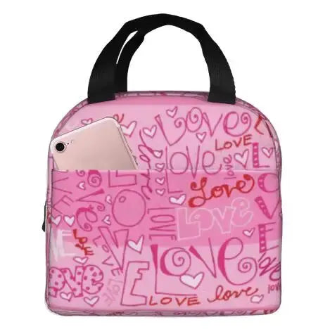 Love Pink Portable Insulated Waterproof Lunch Tote - Browsglamour