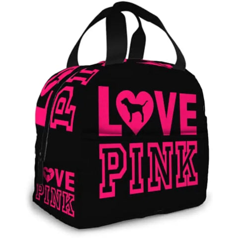 Love Pink Portable Insulated Waterproof Lunch Tote - Browsglamour