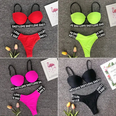 Neon Bandage Bikini Set - Browsglamour