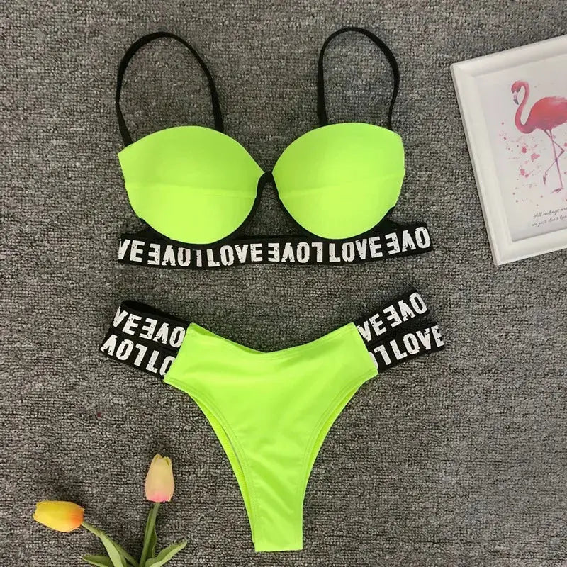 Neon Bandage Bikini Set - Browsglamour