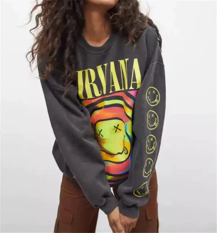 Nirvana Loose Long Sleeve Oversized Pullover - Browsglamour