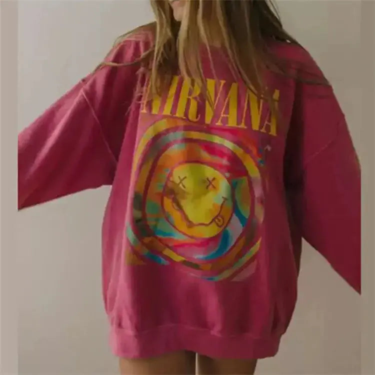 Nirvana Loose Long Sleeve Oversized Pullover - Browsglamour