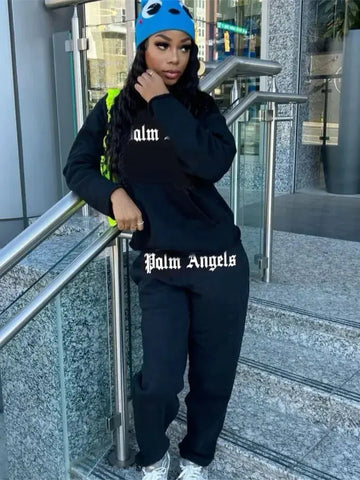 Palm 😇 Sweatsuit Set-Black - Browsglamour