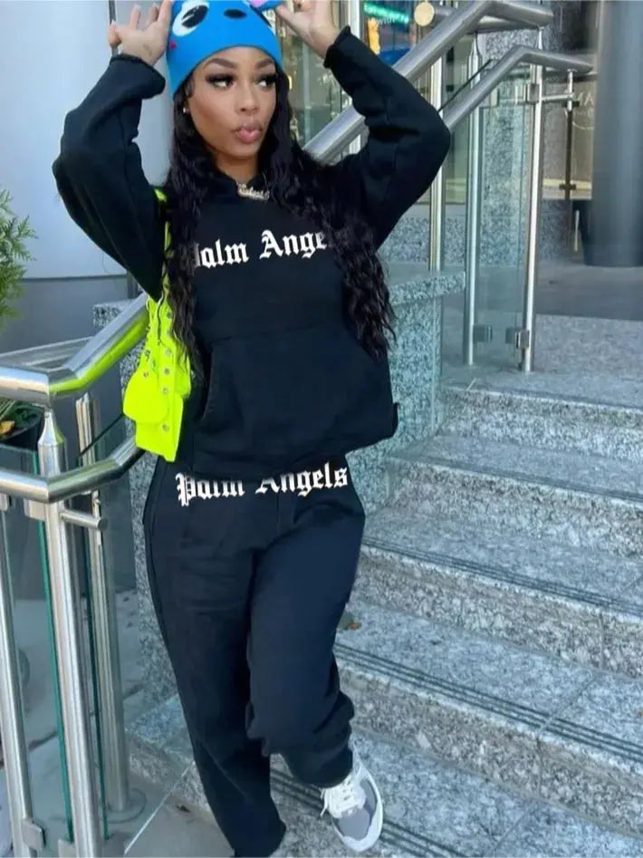 Palm 😇 Sweatsuit Set-Black - Browsglamour