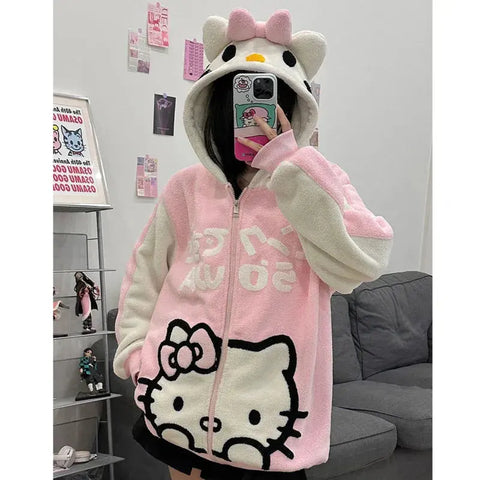 Sanrio Hello Kitty 3d Plush Hoodies - Browsglamour