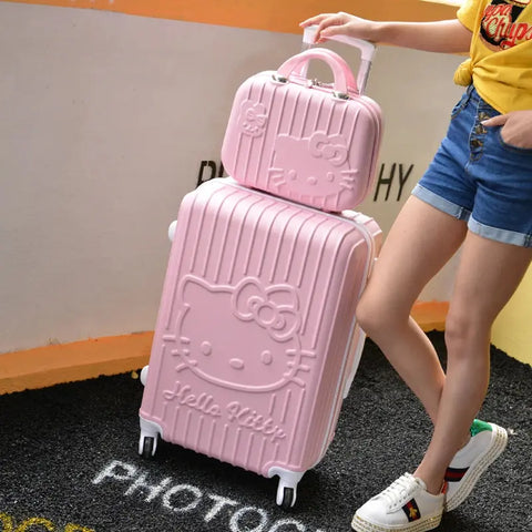 Sanrio Hello Kitty Luggage 20-Inch or 24 Inch Trolley Suitcases - Browsglamour