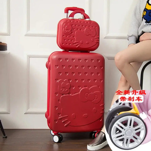 Sanrio Hello Kitty Luggage 20-Inch or 24 Inch Trolley Suitcases - Browsglamour