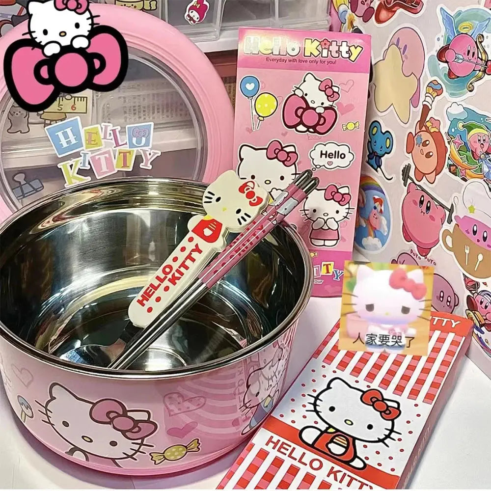 Sanrio Hello Kitty Stainless Steel Bowl With Lid - Browsglamour