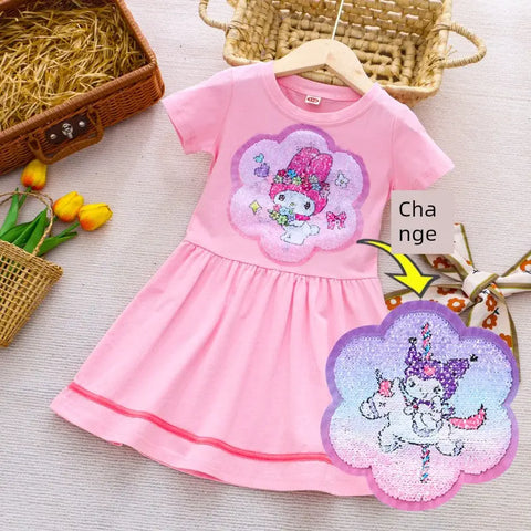 Sanrio and other Characters Short Sleeve Girl Pure Cotton Dress - Browsglamour