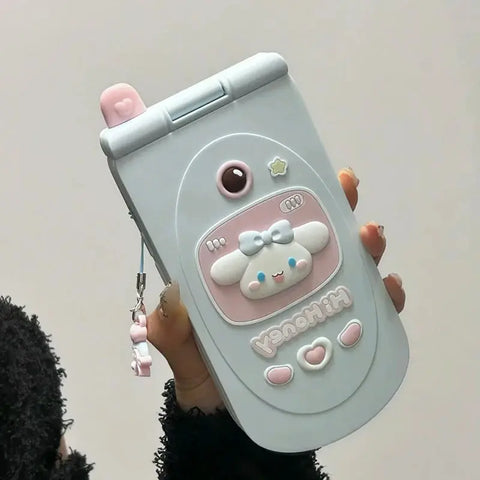 Sanrios Hellokittys Cinnamoroll Cellphone Model Flip Mirror Phone Case for Iphone 15 14 13 12 11 Pro Max Shockproof Back Cover - Browsglamour