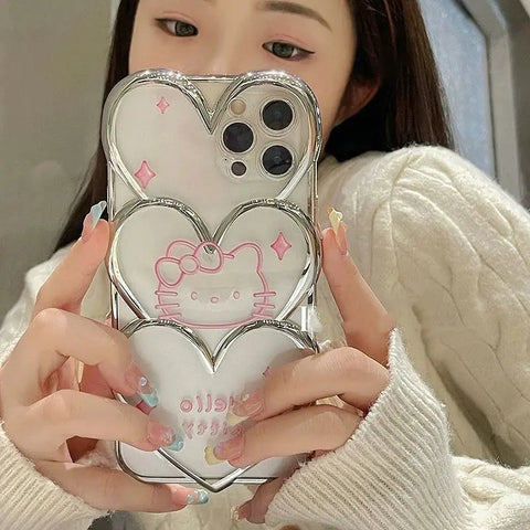 Sanrios Hellokittys Cinnamoroll Cellphone Model Flip Mirror Phone Case for Iphone 15 14 13 12 11 Pro Max Shockproof Back Cover - Browsglamour