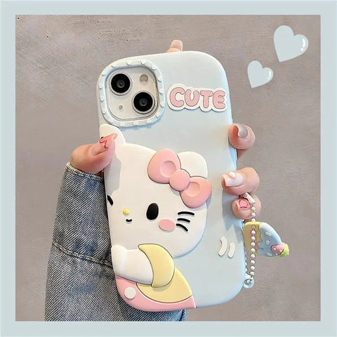 Sanrios Hellokittys Cinnamoroll Cellphone Model Flip Mirror Phone Case for Iphone 15 14 13 12 11 Pro Max Shockproof Back Cover - Browsglamour