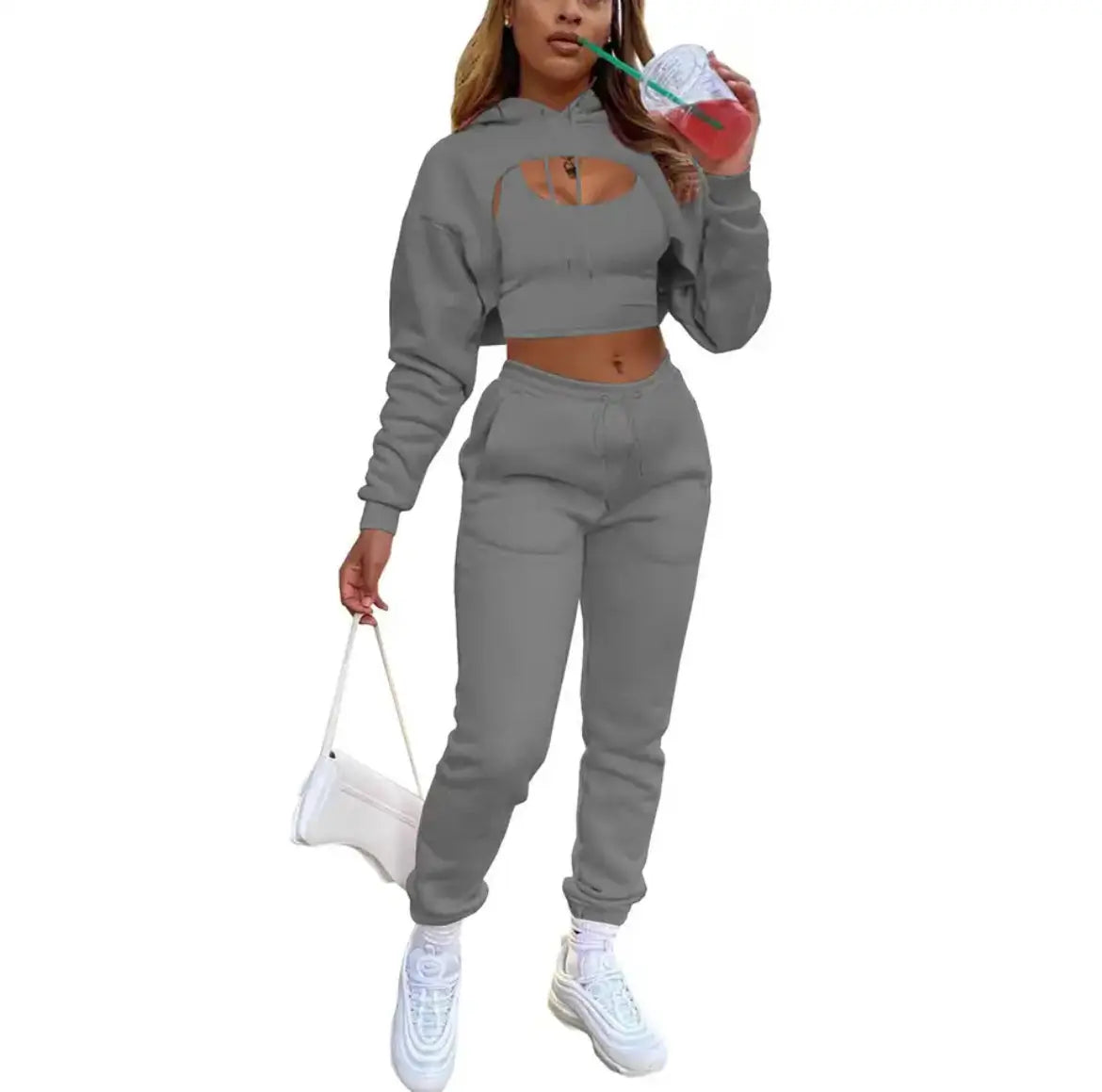 Hooded Sweatshirt/Sweatpants Set - Browsglamour