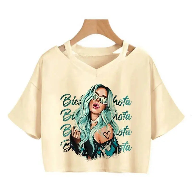 Tomorrow Will Be Nice Graphic T-shirt Karol G Heart Crop Tops Women Manana Sera Bonito Cropped Tee Shirts - Browsglamour