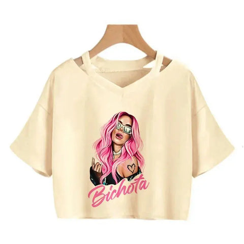 Tomorrow Will Be Nice Graphic T-shirt Karol G Heart Crop Tops Women Manana Sera Bonito Cropped Tee Shirts - Browsglamour