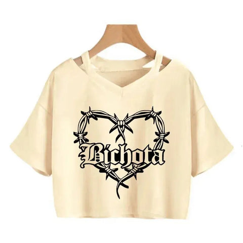 Tomorrow Will Be Nice Graphic T-shirt Karol G Heart Crop Tops Women Manana Sera Bonito Cropped Tee Shirts - Browsglamour