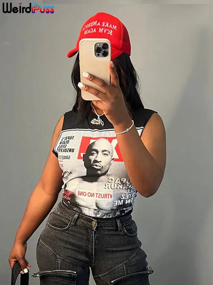 Tupac Sleeveless Tank Top - Browsglamour