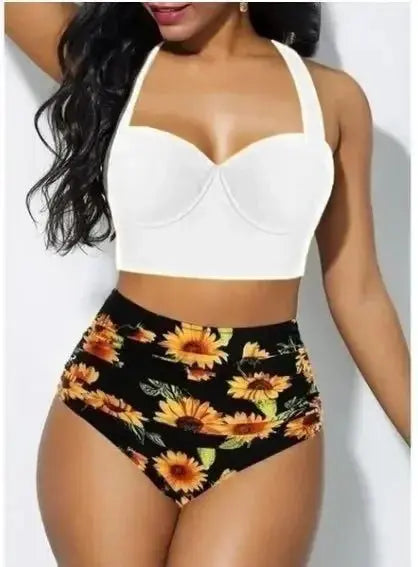 Women High Waisted Floral Sexy Push Up Bikini Set Swimsuit - Browsglamour