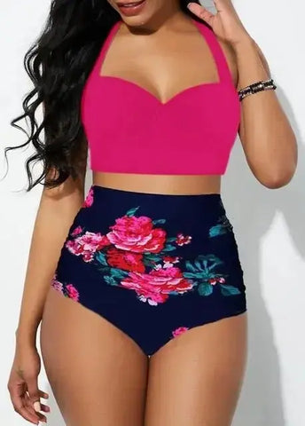 Women High Waisted Floral Sexy Push Up Bikini Set Swimsuit - Browsglamour