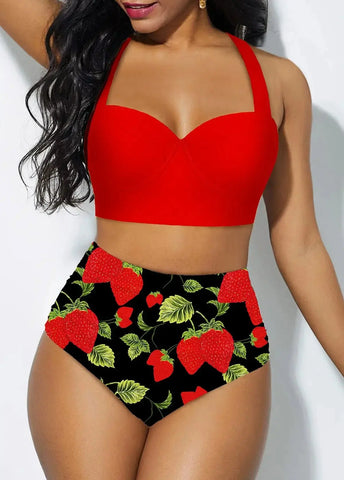 Women High Waisted Floral Sexy Push Up Bikini Set Swimsuit - Browsglamour